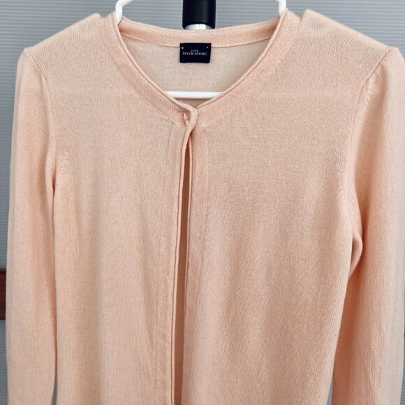 Vintage 100% Cashmere C&A Your‎ Sixth Sense Pink Cardigan Sz XS - Picture 2 of 14